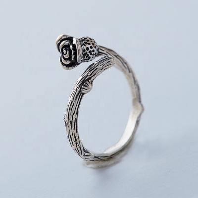 China Romantic Famous Designer 925 Sterling Silver Flower Rose Ring for sale