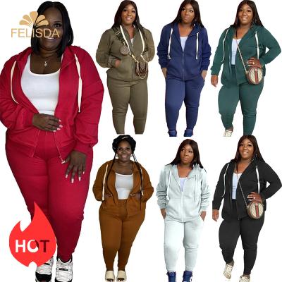 China Breathable Plus Size Women Sweatsuit Hoodies 2 Piece Jacket Tops Jogger Sweatpants Ladies Tracksuit Two Piece Set for sale