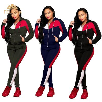 China Breathable Two-Piece Women Jogger Sweatshirt Hoodies Women Autumn Set Casual Sweat Suit Training Wear Tracksuit Fitness Two Piece Set for sale