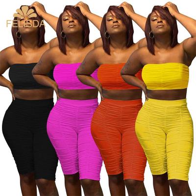 China QUICK DRY Amazon fashion nightclub tube women crop top sports casual suit 2XL plus size women two piece set clothing for sale