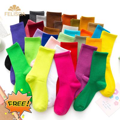 China Custom Logo Candy Colors Men Women QUICK DRY Free Socks Socks Fashion Purple Pink Cotton Black White Yellow Socks Unisex for sale