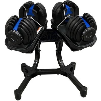 China 24KGS 52.5LBS Universal Blue Adjustable Fitness Dumbbells 552 Dumbbell Rack Black Set for sale