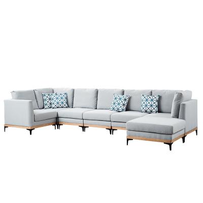 China Wooden gray leather morden sofa set furniture living room sofa chairs for sale