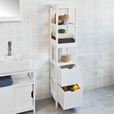 China Modern White Waterproof Bathroom Storage Popular Wooden Standing Bathroom Cabinet for sale