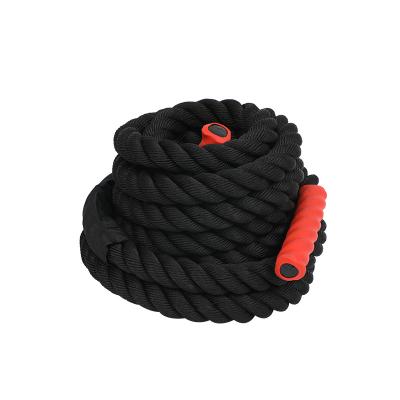 China Durable Polyester Physical Training Strand Twisted Battle Ropes Bodybuilding 38mm Or 50mm Large Rope Weighted Battle Rope Anchor for sale