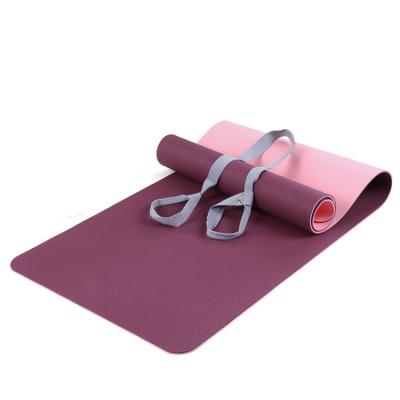 China Non Slip Handle Mat Double Layer Adult Heavy Duty Line Pilates Mats Body Alignment System Tear Tape Yoga Position for sale