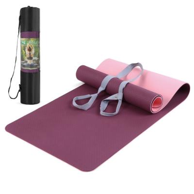 China Pilates Mats Body Alignment System Adult Competitive Price Double Layer Anti-Slip Yoga Mat With Carrying Strap for sale