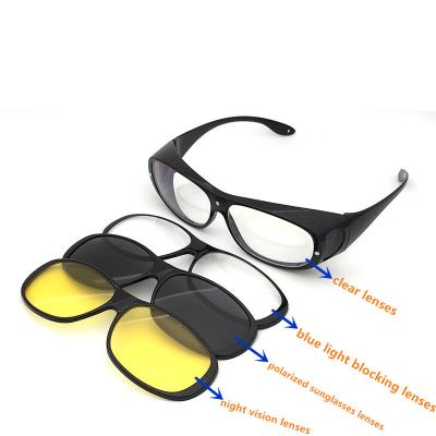 China Fashion Sunglasses Polarized Fit Over Sunglasses With Magnetic Clip Ons for sale