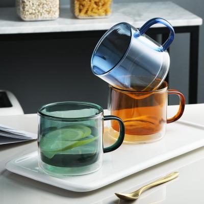 China 250ml Viable Green Blue Green Pink High Borosilicate Color Glass Drinking Cup Viable Brown Set Milk Coffee Cola Juice Cup for sale