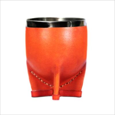 China Sustainable OEM custom print personalized drinking pu yerba cup mate leather for sale