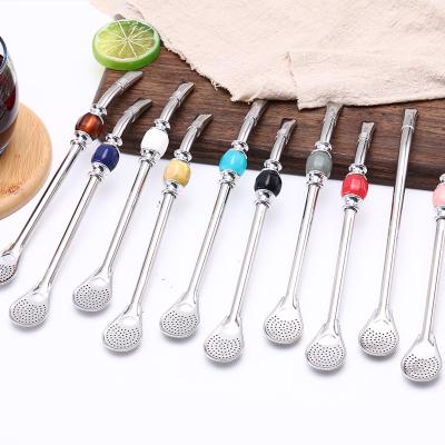 China Yerba Mate Tea Drinking Yerba Mate Bombilla Filter Spoon Stainless Steel Metal Straw Viable Spoon Food Grade 2021 Trending Products for sale