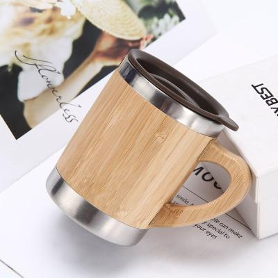 China Sustainable Wholesale BPA Free Flask Eco Friendly Bamboo Coffee To Go Tea Camping Mug With Handle And Custom Logo for sale