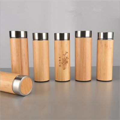 China Sustainable Promotional Custom Design Mugs Insulated Bamboo Coffee Tea Thermos Mug With Lid Christmas Gift for sale