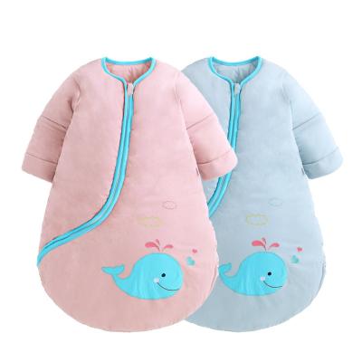 China Warm Adjustable Baby Cotton Blankets Infant Sleeper Dress Toddler Wearable Blankets Long Sleeves Warm Sleeping Bags for sale