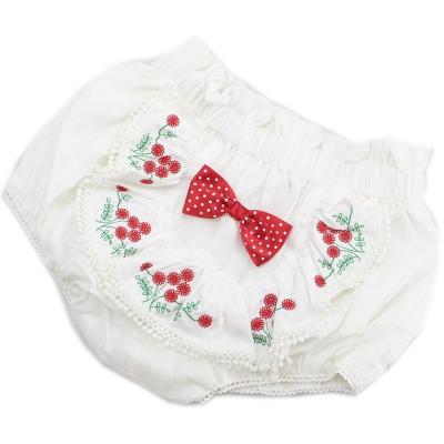 China Soft Sustainable Baby Cotton Training Pants With Lace Embroidered Eyelet Sharpening Elastic Babies Diaper Cover Bloomers for sale