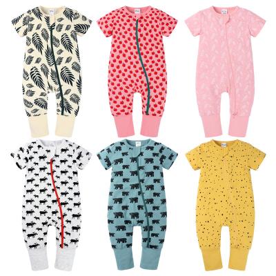 China Hot Selling 100% Cotton Amazon and CIA Baby Infant Romper 100%cotton Printed Summer Newborn Short Sleeve Overalls for sale