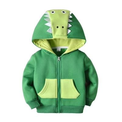 China Wholesale Viable Keep Warm Fleece Outerwear Kids Clothing Frog To Cardboard Zipper Boys Hooded Jackets for sale