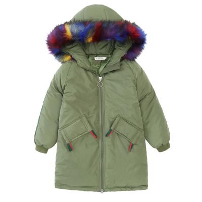 China DR1810ZZTG001 2018 High Quality Colorful Stripe Girl's Winter Hooded Coats Anti-Shrink for sale