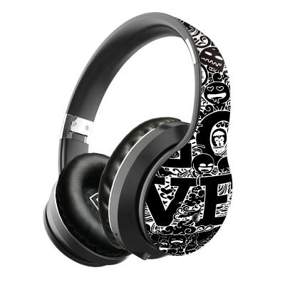 China Portable Headband Graffiti Hand-paint Waterproof Bass Wireless BT V5.0 Gaming Sports On-Ear Headphones Super Heavyweight Earphone for sale