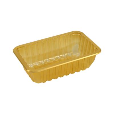 China Disposable High Glossy Black Plastic Industry Rectangular Meat Display Factory Price Food Storage Tray For Supermarket for sale