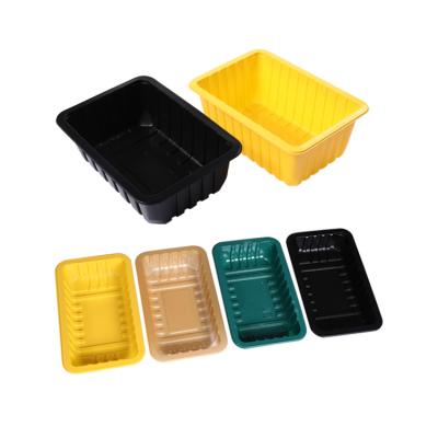 China Professional Plastic Food Packing Tray Customized Big Seiving Green And White Disposable Plastic Meat Tray Food for sale