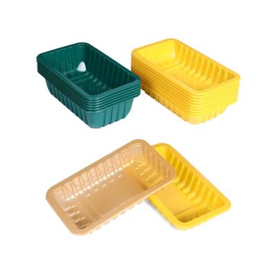 China Food China PP EVOH Cheap Customized Large Green And White Plastic Tray Disposable Plastic Meat Seiving Trays For Frozen Food for sale