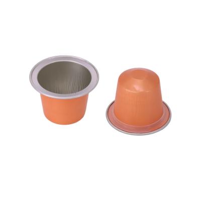 China 15ml empty aluminum compatible nespresso coffee powder packaging reusable capsule with foil lids for sale