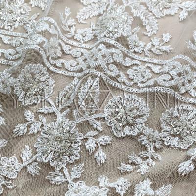 China Sustainable Unique Design Boho Lace Up Fabric For Wedding Dress L00775AN for sale