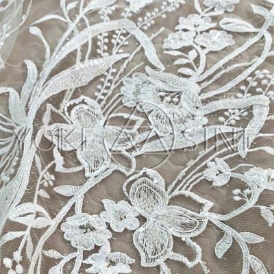 China Factory direct sale sustainable products embroidery dress material lace fabric L00780AN for sale