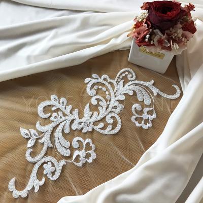 China Sustainable Embroidery Gupure Graduates Lace Fabric F20022mn White for sale