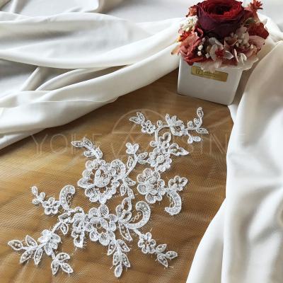 China Viable Embroidery Lace Luxury Bridal Dress Fabric F20051mn for sale