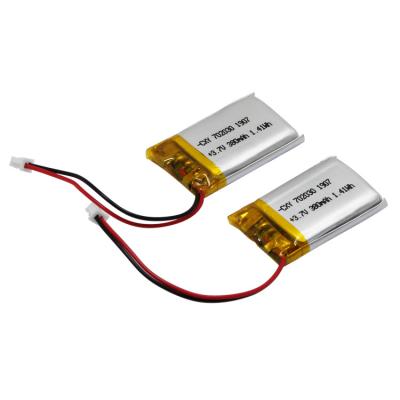 China 2020 High Quality Consumer Electronics 702030P 3.7V 380mAh 1.41wh Lithium Polymer Rechargeable Battery For Electronic Products for sale