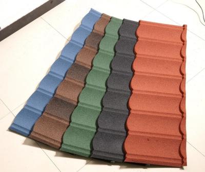 China Custom Corrugated Roof Sheet Red Stone Coated Metal Tiles For Residential Industrial for sale