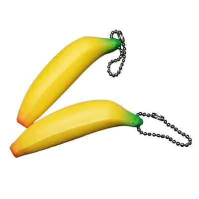 China Anti Effort Promotional Soft Artificial Banana Key Chain Banana Fruit Key Chain Banana Gift TPR Gift Key Chain for sale