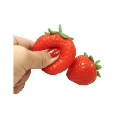 China Kids Toy Wholesale TPR Strawberry Toy Stretch Squishy Fruit Shape Strawberry TPR Extrusion Toy for sale