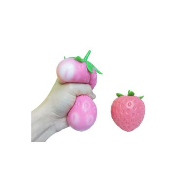 China Strawberry Toy Stress Toys For Child Anti Stress Toy Strawberry Relaxation Toy Custom Fruit Shape TPR Fruit Strawberry for sale