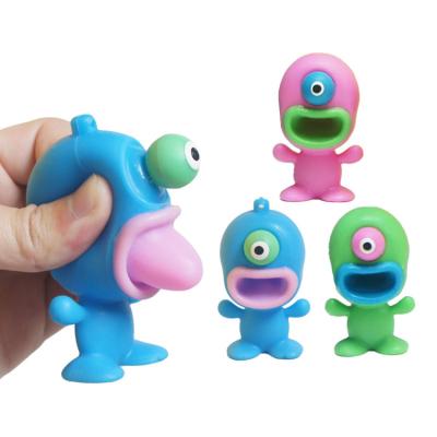 China Toy Soft Rubber Squeeze Eyes and Tongue Kids Jump Monster Toys for sale