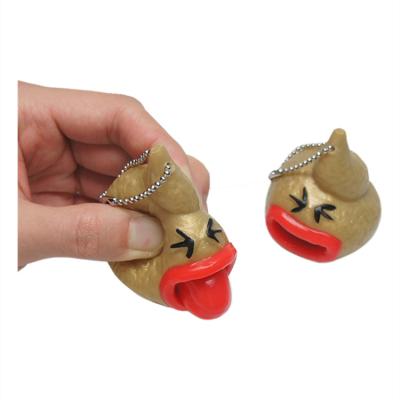 China Children's Toy Funny Poop Keychain Pop Scolds Poop Toy Novelty Little Tricky Tongue Out Of The Poop Toy for sale