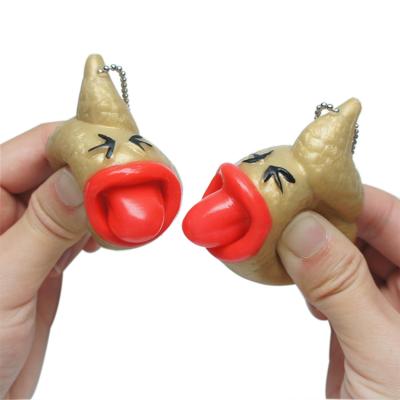 China Children's Toy TPR Tongue Out Poop Toy Creative Key-chain Prank Poop Toy Key-chain Extrusion Tricky Toys for sale