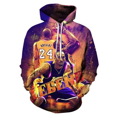 China Cheap Anti-wrinkle sports wear Logo Pullover Custom Made Full 3D Sublimation Printing #24 Kobe Bryant Mens Hoodie 1pc for sale