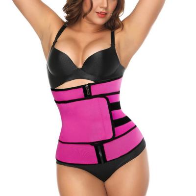 China Body Shaper Shapewear Double Compression Trimmers Antibacterial Latex Cincher Slimming Belts Tummy Trimmer Waist Trainer Pink for sale