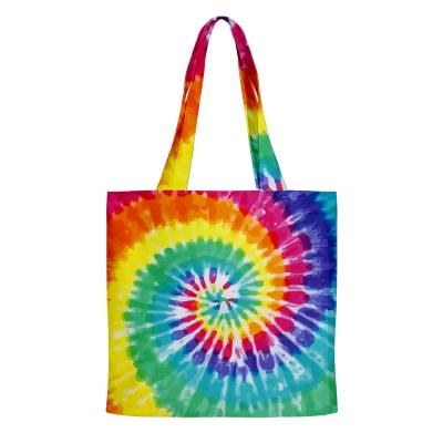 China High Quality Beauty Tie Dye Printing Women's Totes Ladies Grocery Bags Reusable Custom Logo Shopping Bag For Female Travel Clothing for sale