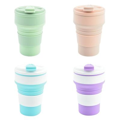 China Food Grade 350ml 500ml PORTABLE Silicone Travel Water Soft Reusable Portable Folding Cup For Business Travel Camping Fitness for sale