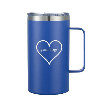 China Customized Stocked 24oz 304 Stainless Steel Double Wall Vacuum Handle Cup Mug Tumbler For Beer Water Coffee Tea Milk for sale