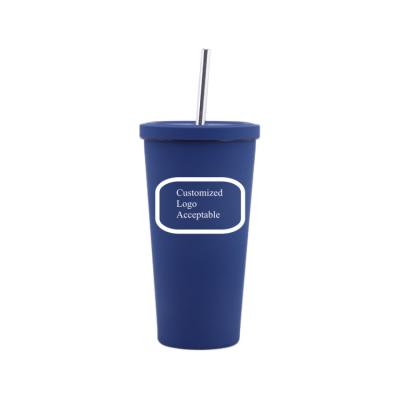 China PORTABLE Hot Customizable Logo 500ml Double Color Skinny Wall Vacuum Insulated Stainless Steel Tumbler With Straw Lid for sale