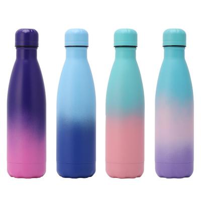 China Wholesale 500ml PORTABLE Double Wall Stainless Steel Cola Bottle With Gradient Color Insulated Flask Cola Water Bottles for sale