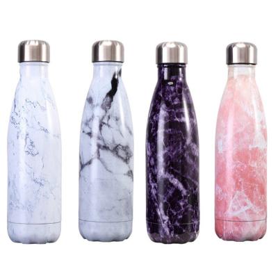 China PORTABLE 500ml Plant Marble Stainless Steel Vacuum Insulated Cola Shaped Sports Bottle Thermos Flask With Marble Pattern for sale