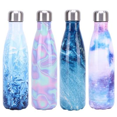 China 500ml Stainless Steel Water Bottle PORTABLE Custom Wall Pattern Double Star-Shard Insulated Vacuum Flasks Bottles for sale