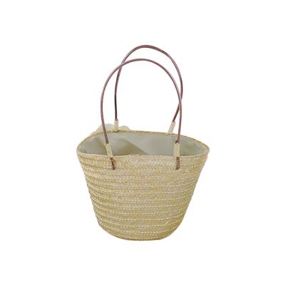 China Preppy Style Customized Big White Flower To Decorate Handle Basket Slim Type Straw Bags Shopping Hand Bag for sale