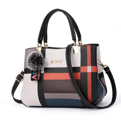 China Tote Grid Color Matching Casual Custom Made Multifunctional Woman Tote Bags Sling Shoulder Messenger Bag Women Handbags for sale